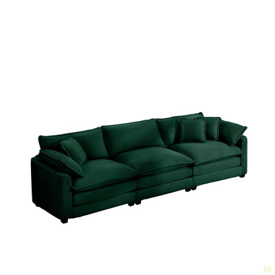 Mid-Century Modern Sectional Sofa 3-Seater Sectional Sofa With 2 Arm Pillows And 3 Pillows, Living Room Sectional Corduroy Fabric