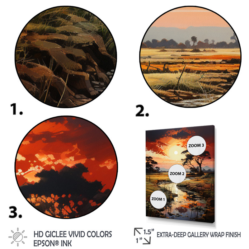 Vietnam River Delta Sunset IV sur toile, H 32 po x l 16 po x P 1 po, Cadre flottant noir