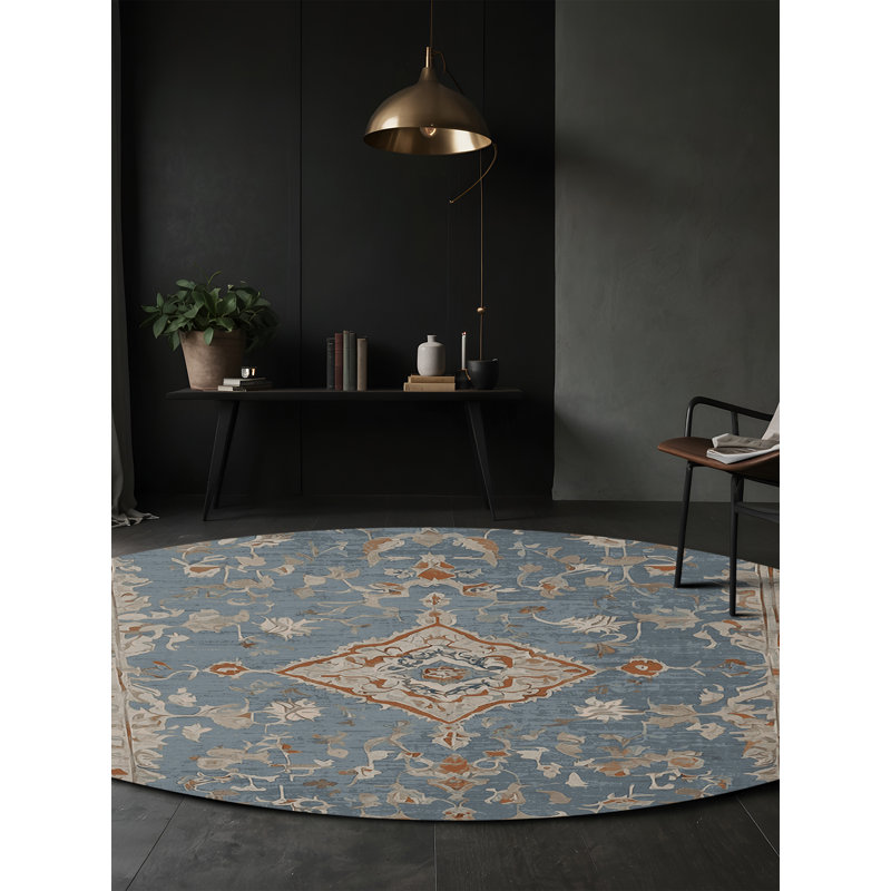 Machine Washable Black Area Rug, Round 3'