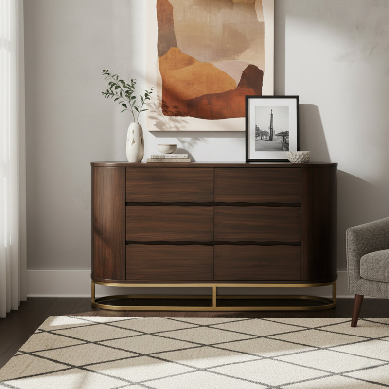 Commode 6 tiroirs Modern, Noyer