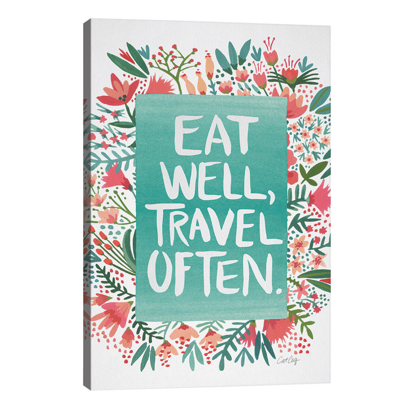 Eat Travel White by Cat Coquillette - Wrapped Canvas Print, 101.6 cm H x 66.04 cm W x 1.91 cm D