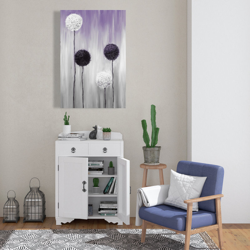 Fleurs d'allium mauves et blanches - Toile de bureau