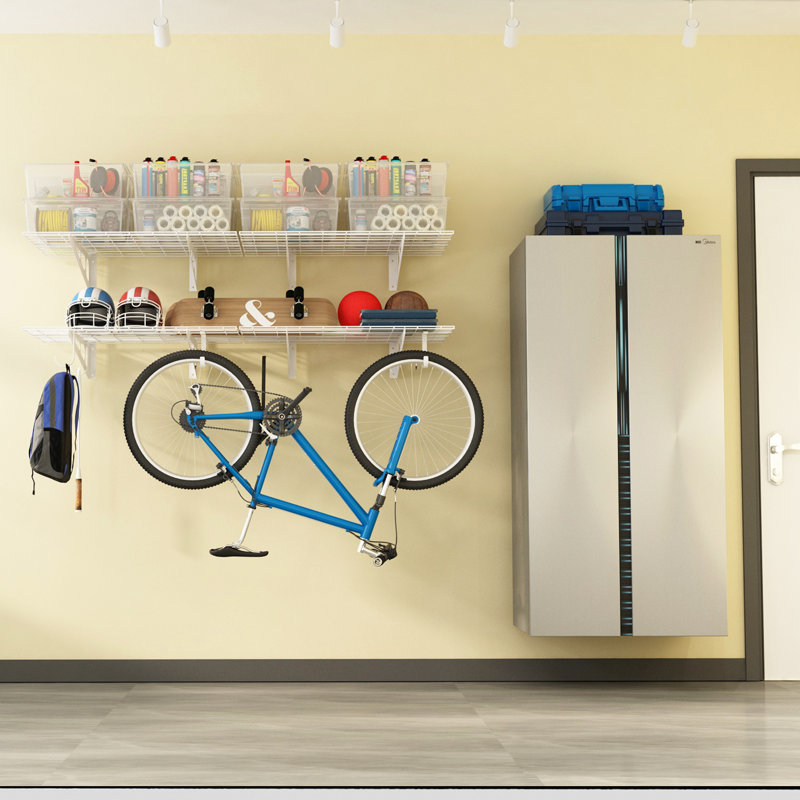Tablettes de rangement murales pour garage, Blanc, H 12,2 po x l 72 po x P 24 po