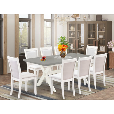 Modern Dining Table Set - a Kitchen Table and Linen Fabric Upholstered Chairs with Stylish Back by Gracie Oaks