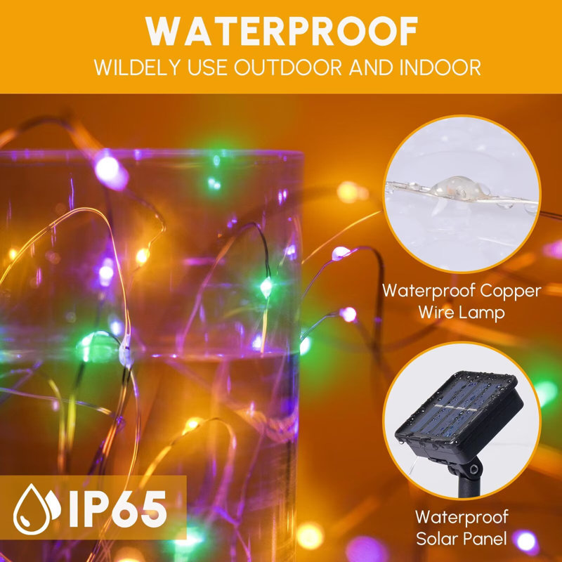 Solar String Lights For Outside Waterproof Fairy Lights With 8 Modes, Multicolor