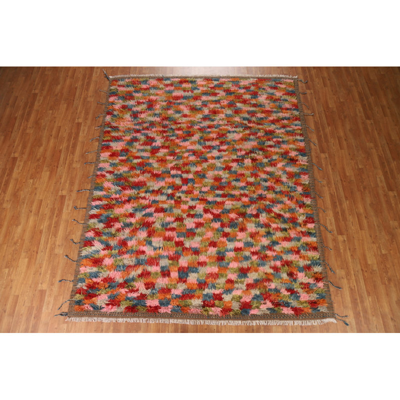 Tapis marocain à carreaux noué à la main berbère 8 x 10