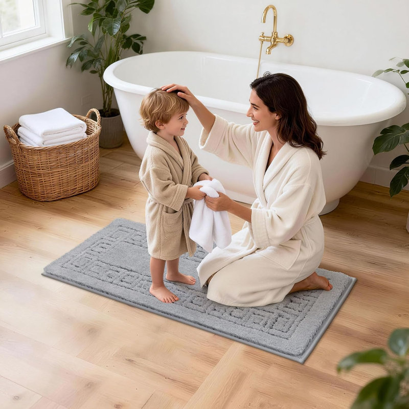 Tapis de salle de bain en microfibre antidérapant (ensemble de 3), Gray