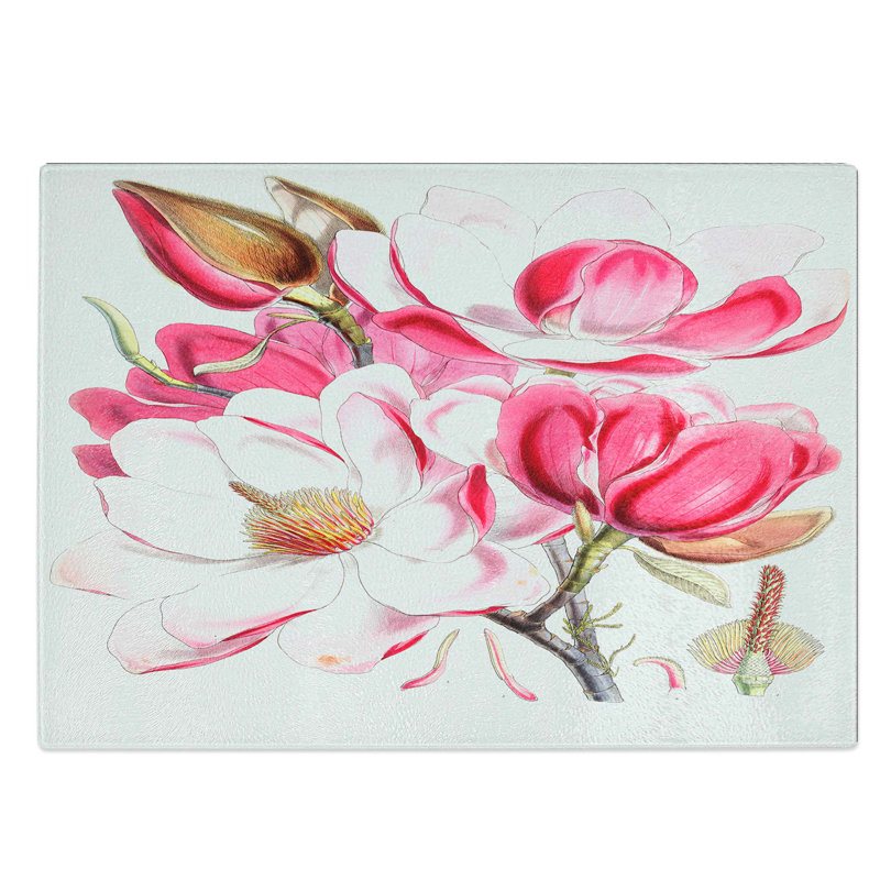 Glass Himalayan Magnolia Flowers by W. H. Fitch Chopping Board, 28.5 cm W x 20 cm L
