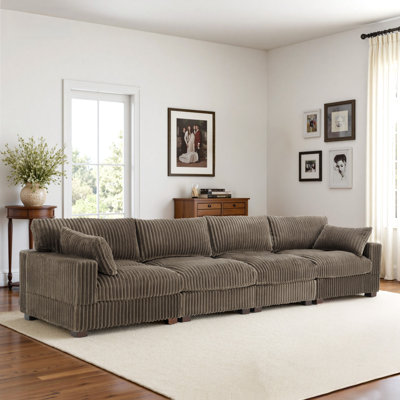 4-Piece Faux Rabbit Fur Sectional Sofa