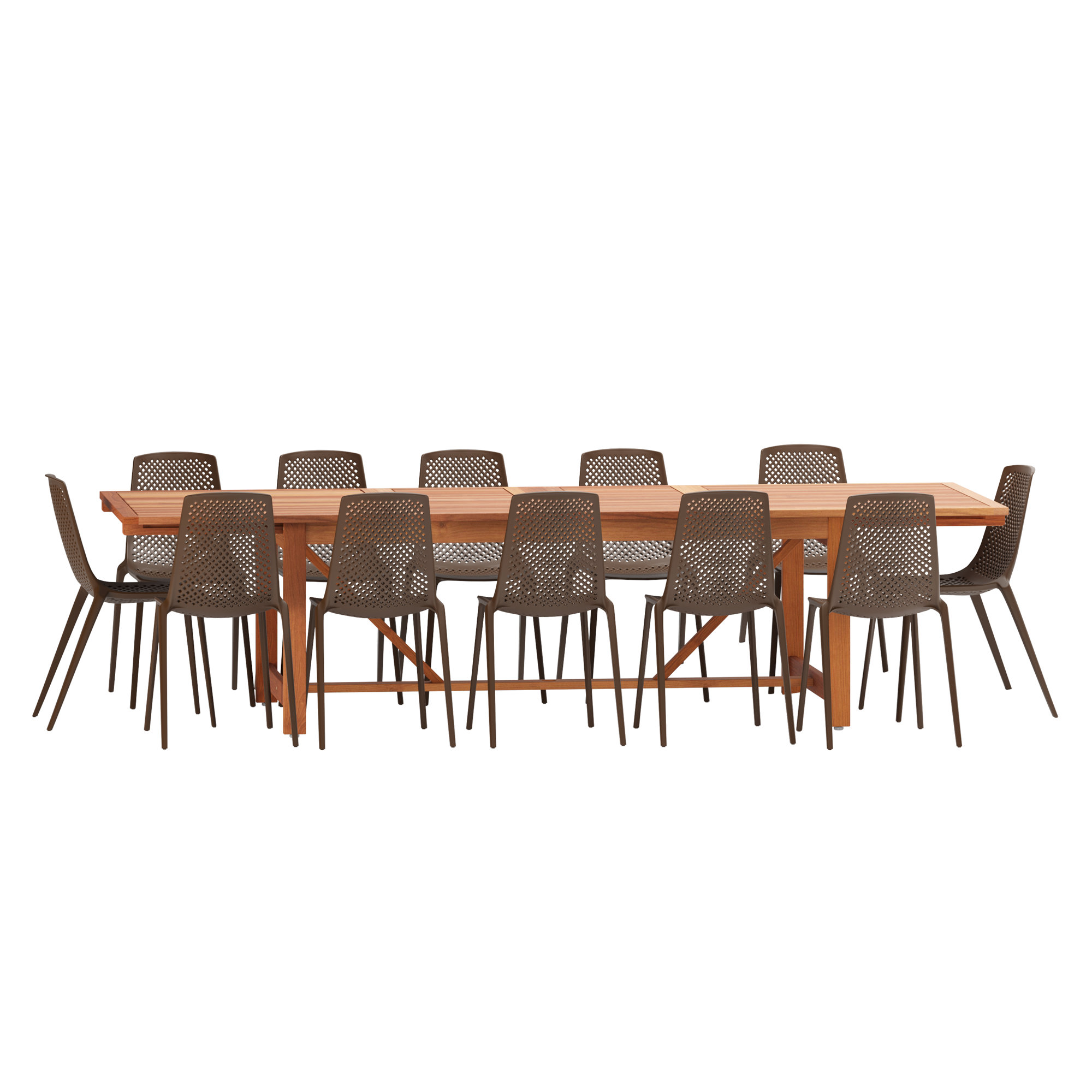 Anautica 118" Rectangular 12 - Person Outdoor Dining Set, Brown