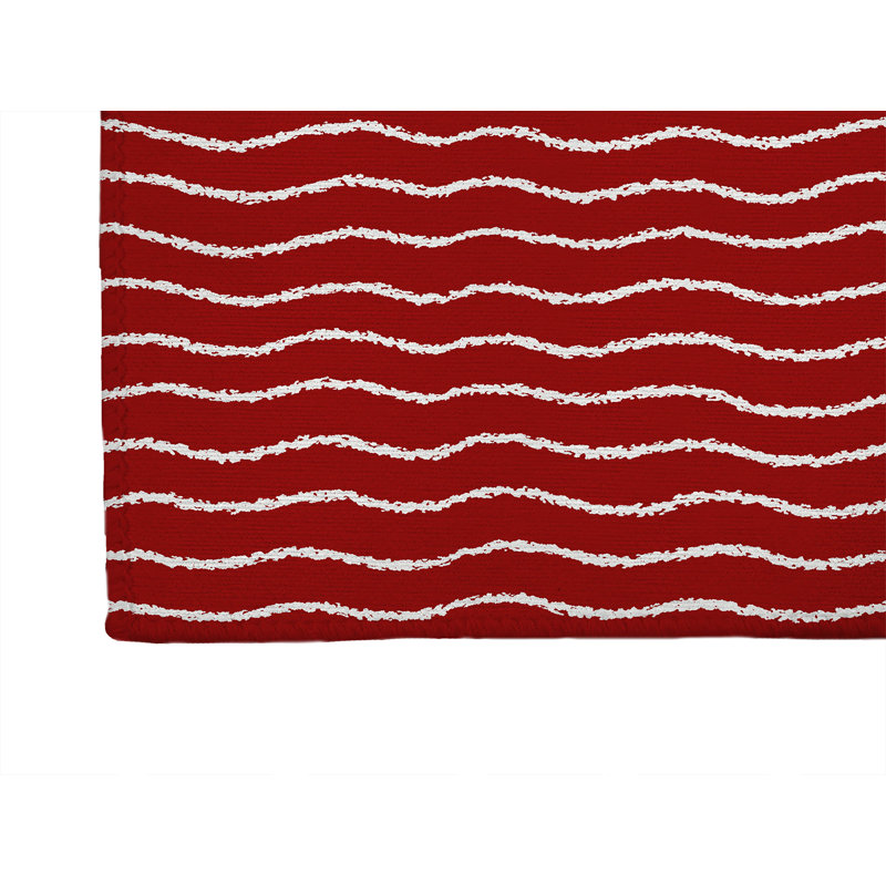 Tapis de cuisine Wave, Rectangle 3' x 5', Canneberge à rayures rouges