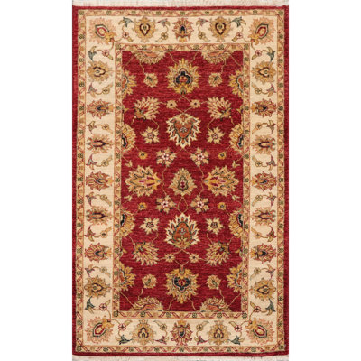 Tapis rouge rouille en laine noué à la main Briyanah Agra
