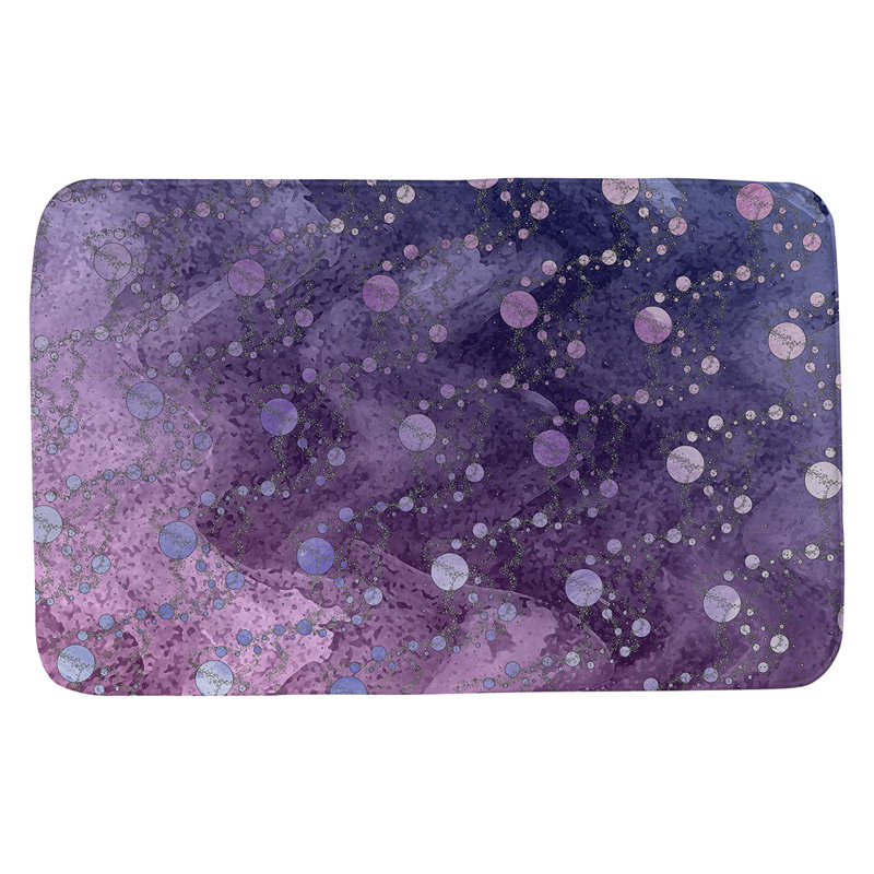 Tapis de salle de bain planet stars, l 21 po x L 34 po, Gris / Mauve