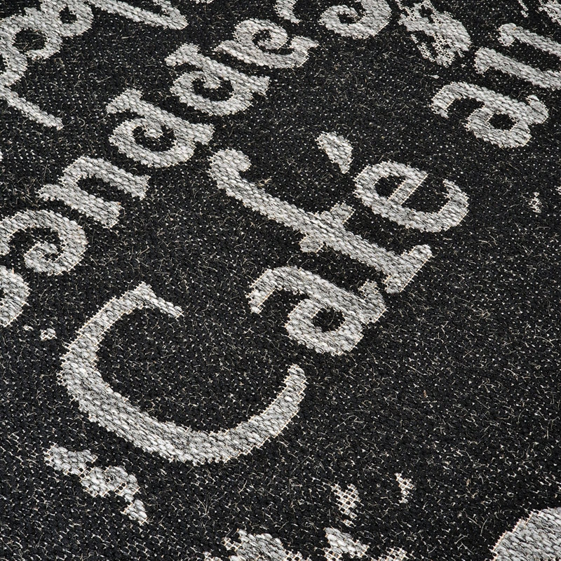 Non Slip Coffee Rug Flat Weave Kitchen Living Room Carpet, Rectangle 60 x 110 cm, Black