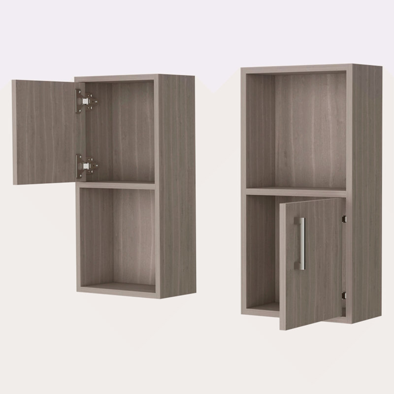 Oak 2 Bathroom Medicine Cabinets With Open Shelf