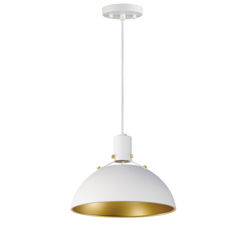 Dawn 1 - Light Unique/Statement Pendant, 8.75" H x 12" W x 12" D, White/Satin Brass