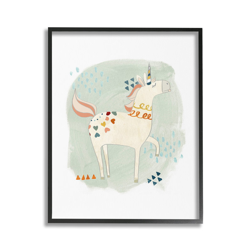 "Cadre simple à motif de licorne" par June Erica Vess sur toile, Giclée encadrée noir minuit, H 20 po x l 16 po