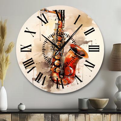 Vibrant Saxophone Swing - Music Black Face Wall Clock