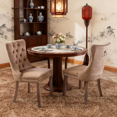 Modern Style Dining Chair High-End Tufted Parsons Chair, Velvet Chair For Kitchen, Dining, Bedroom, Living Room Side Chairs Set Of 2,Green by Mercer41