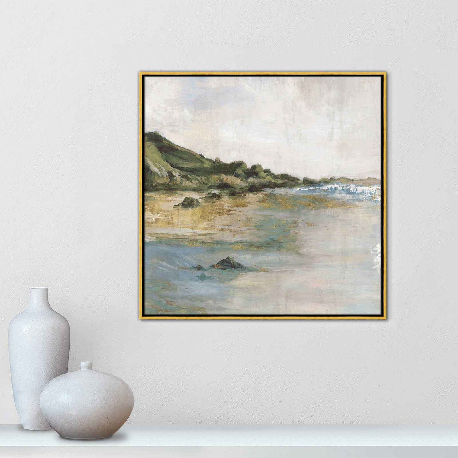 Tide’s Edge Print by , 31.5" H x 31.5" W, Gold