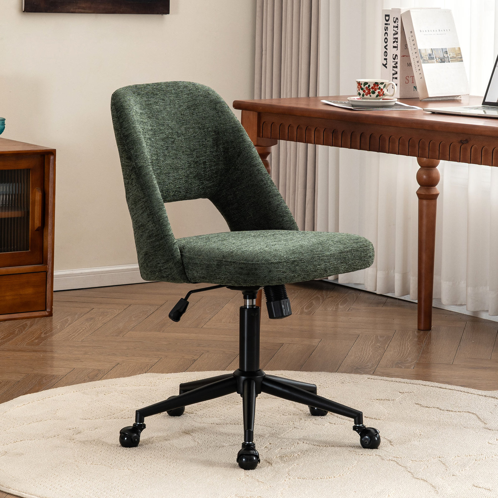 Gramercy Office Chair with Lumbar Support, Green Fabric