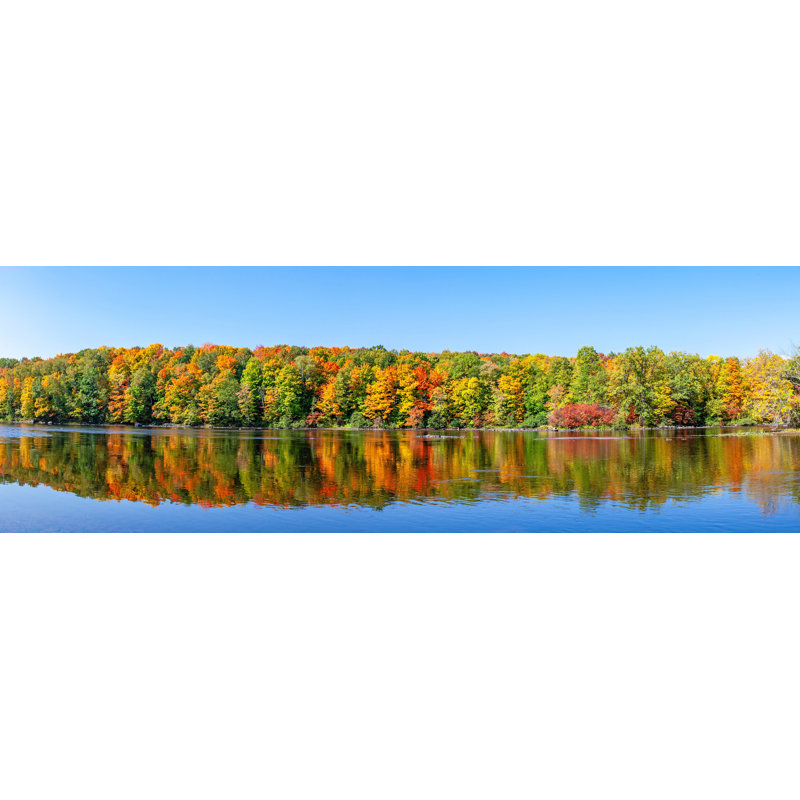 «Autumn Forest Reflections on Lake», art mural sur toile tendue, H 20 po x l 60 po