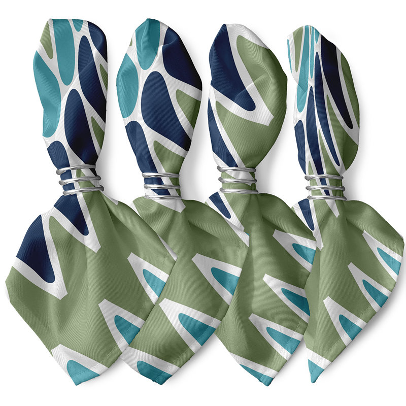 Gerhild Polyester Geometric Square Napkin, Turquoise