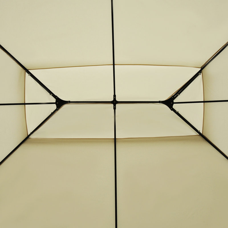 Très grand auvent pour pavillon de jardin extérieur, 10 pi x 13 pi, toit ventilé, structure en acier, rideaux, blanc pour auvent de terrasse, jardin, cour,
