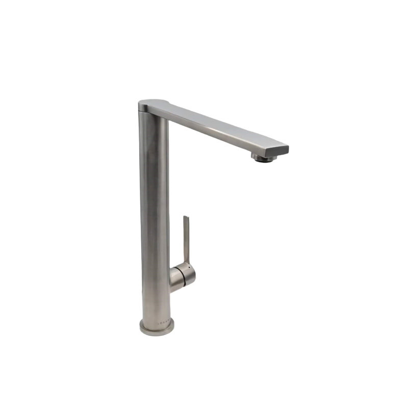 Lulani Cebu Swivel Single Handle Kitchen Faucet, Brushed Stainelss