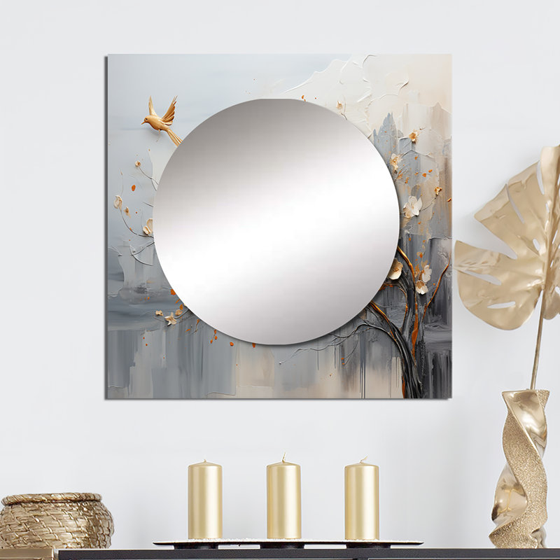 Grand miroir carré Ardzruni - Japon, beige et or, 23 po x 23 po