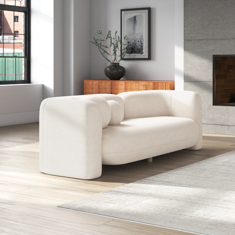 Tov Furniture Amelie Cream Faux Fur Sofa, Cream Faux Fur
