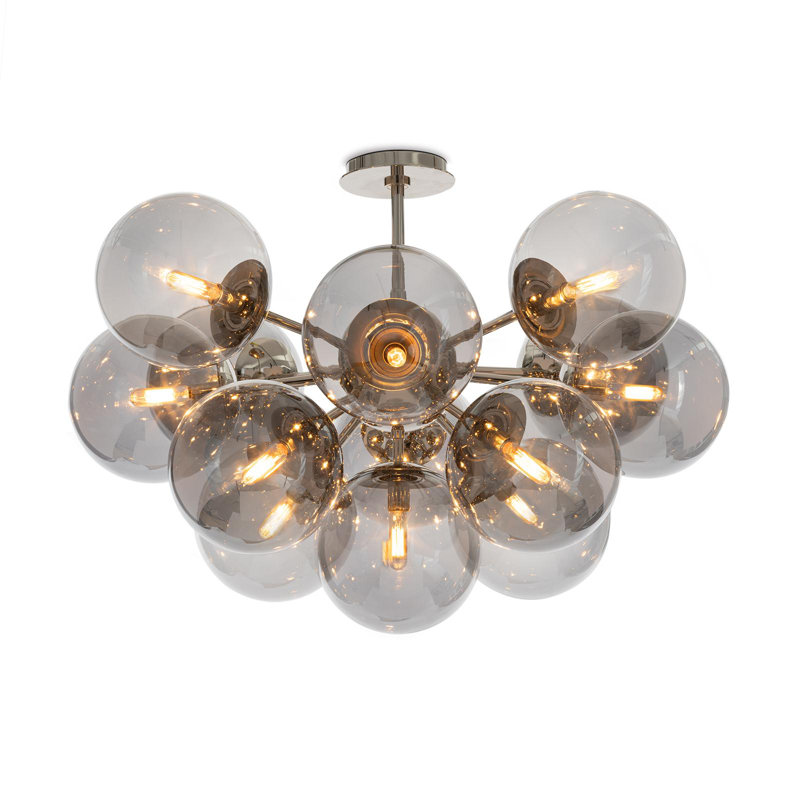 Plafonnier Shine, Verre fumé, Nickel poli