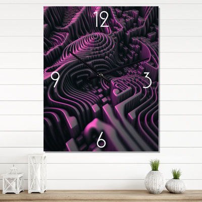 Horloge murale géométrique mauve futuriste Labyrinth