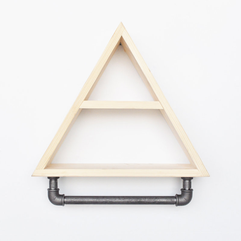 Nolia 2 Piece Triangle Solid Wood Accent Shelf, Oak/Black