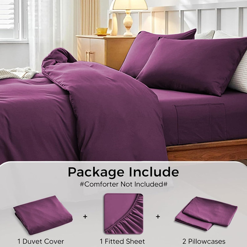 Microfiber Solid Colour Duvet Cover Set