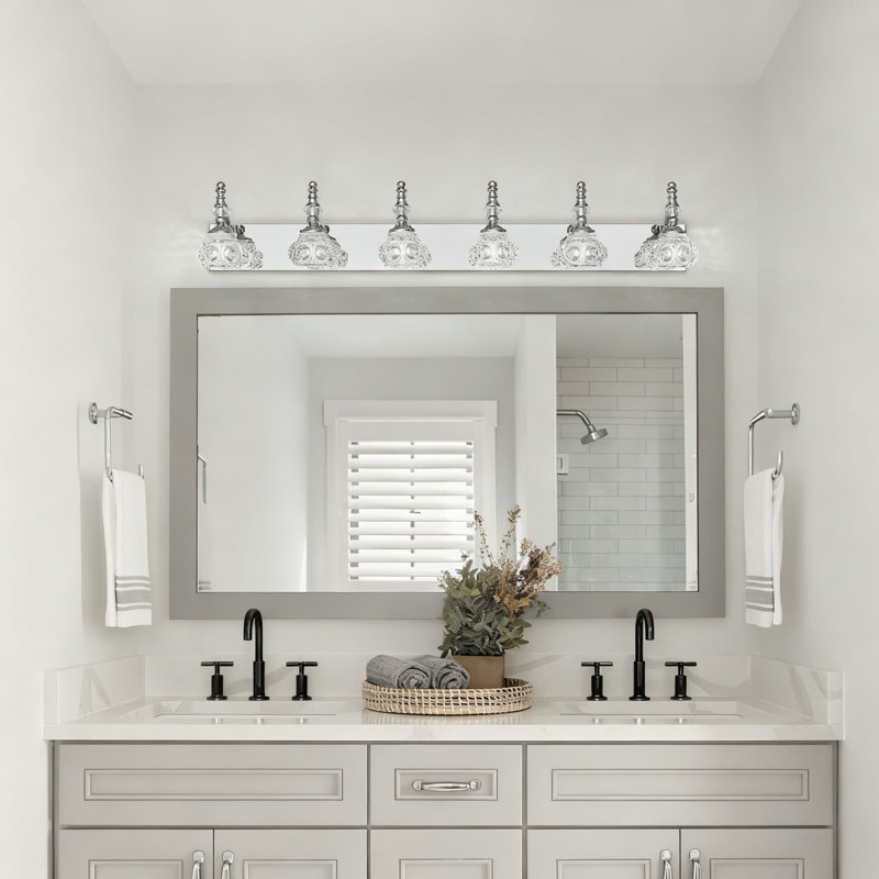 Modern Wall Sconce With Crystal Glass Shade Vanity Lighting For Bathroom And Indoor Spaces Vintage Industrial Style, Chrome