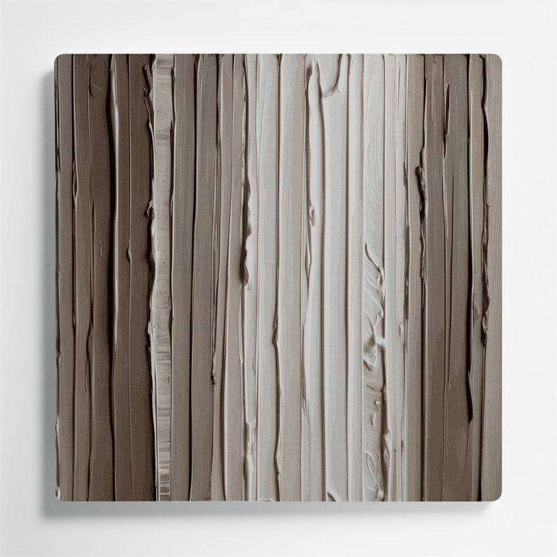 Art mural horizontal en taupe rayé blanc et métal gris, H 12 po x l 12 po