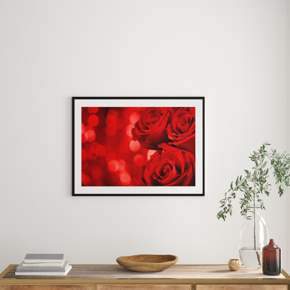 Gerahmtes Poster Drei rote Rosen