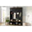 59''W Entryway Hall Tree with Bench and Storage, Farmhouse Wood-grain Accent 4-in-1 Hall Tree with Cabinets, Coat Racks and Hooks-129586793