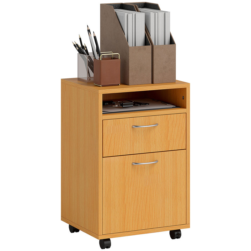 Billiot Filing Cabinet with 2 Drawers for A4 on Wheels, Natural/Natural