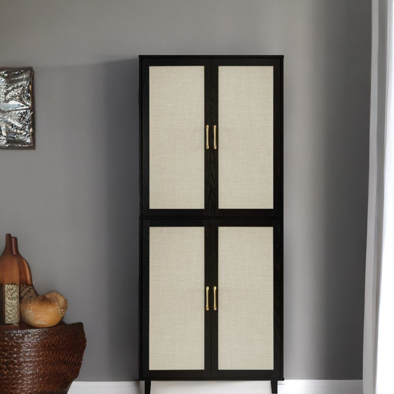 4 Door Storage Cabinet, Noir
