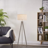 Wooden Tripod Floor Lamp – Mid-Century Reading Light With 3 Color Temperatures & Linen Shade
