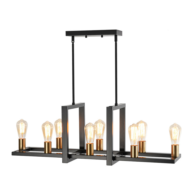 8 - Light Modern Farmhouse Open Rectangular Kitchen Island Chandelier