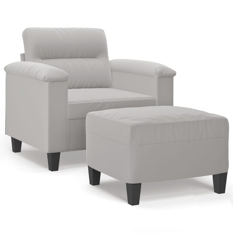 Ashier 35.4" Upholstered Sofa, Light Gray Microfiber/Microsuede
