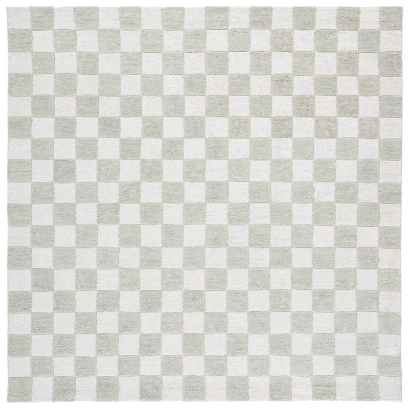 Tapis géométrique en laine / coton touffeté à la main Jevale, Carré 6 pi