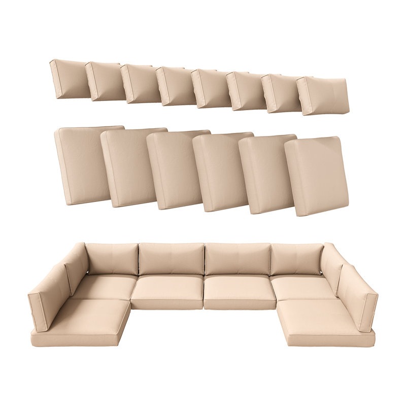 Ensemble de 14 coussins épais de 14 po pour l'extérieur, housse de coussin de patio pour l'extérieur, coussin de canapé hydrofuge