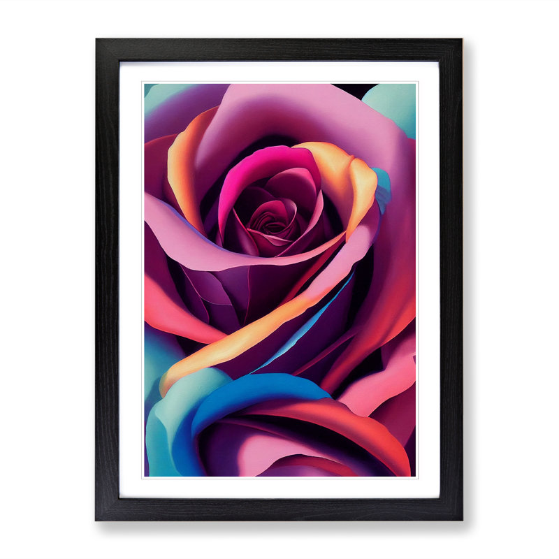 Rose In Abstract Vol.4 - Single Picture Frame Painting, Black, 64cm H x 46cm W x 2cm D