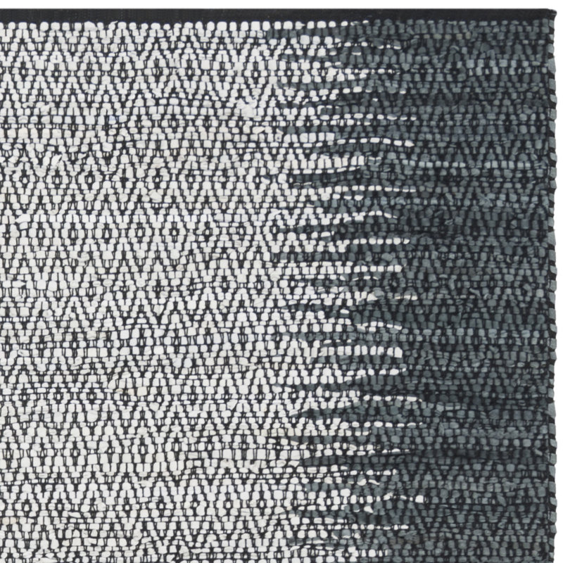 Tapis géométrique en cuir tissé à la main gris Exley, Rectangle 2 pi 3 po x 4 pi