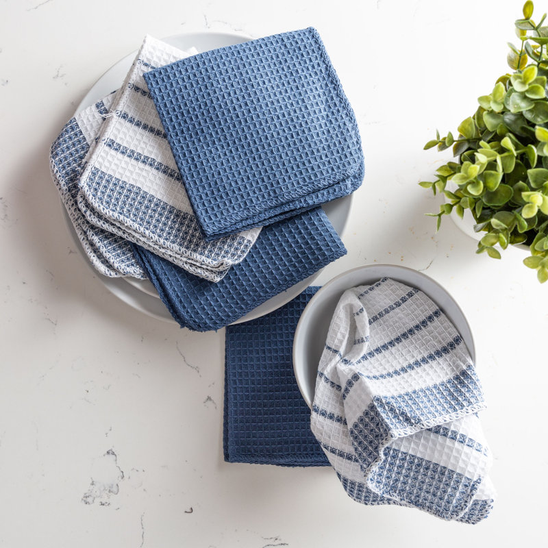 Cannady Cotton Stripe Dish Cloth Kitchen Towel, Blue