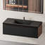 Meuble-lavabo suspendu simple de 122 cm (48 po), tiroir à fermeture douce cannelé vertical, en forme de U, préassemblé, armoire noire, lavabo en quartz noir.-565434341-565434348